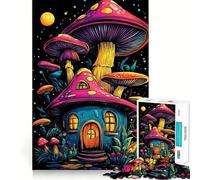 Puzzle a forma di casa di funghi per ragazzi, 1000 pezzi, gioco di logica, divertente e rilassante, opera d'arte da collezione (38x26cm)