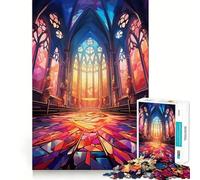 Puzzle a forma di cattedrale con vetrate colorate, 1000 pezzi, per ragazzi, gioco di abilità mentale, divertimento casual, design, assemblaggio, regalo elegante 38x52cm