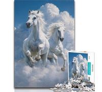 Puzzle a forma di cavallo bianco per adulti e adolescenti, giochi educativi, decorazione per la casa, adatti per la decorazione del desktop, 50x75cm