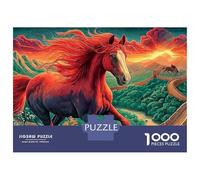 Puzzle a forma di cavallo rosso, 1000 pezzi, cinese, grande muratura, puzzle impossibile, perfetto per il rilassamento, 100% cartone riciclato per adulti e bambini, a partire dai 14 anni, 70 x 50 cm