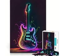 Puzzle a forma di chitarra al neon da 1000 pezzi per adolescenti, giocattolo antistress, bordi precisi, regalo perfetto (50x75cm)