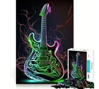 Puzzle a forma di chitarra al neon da 1000 pezzi per adolescenti, gioco rilassante, ritaglio chiaro, regalo adorabile (38x52cm)