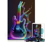 Puzzle a forma di chitarra al neon per adolescenti, 1000 pezzi, gioco per allenare la mente, attività artistica da fare a casa, (50x75cm)
