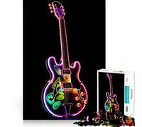 Puzzle a forma di chitarra al neon per adolescenti, 1000 pezzi, gioco per allenare la mente, attività artistica da fare a casa, (50x75cm)