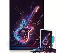 Puzzle a forma di chitarra al neon per adulti, 1000 pezzi, gioco di logica, rilassante e divertente, con bordi netti, pezzo da collezione (50x75cm)