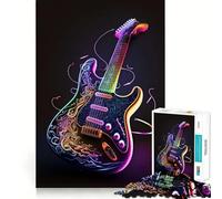Puzzle a forma di chitarra al neon per adulti, 1000 pezzi, gioco intelligente per interni, taglio netto, regalo perfetto (50x75cm)