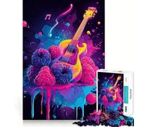 Puzzle a forma di chitarra con bacche e musica,dai colori vivaci,per adulti 1000 pezzi Gioco di memoria,montaggio sicuro e stabile Gioco significativo per costruire legami (38x26cm)