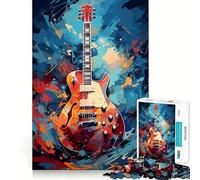 Puzzle a forma di chitarra con dipinto ad olio per adulti, 1000 pezzi, gioco di logica stimolante, antistress, bordi trasparenti, regalo di alta qualità (38x52cm)