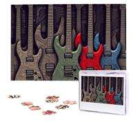 Puzzle a forma di chitarra per adulti, 1000 pezzi, puzzle in legno personalizzati da foto, puzzle impegnativo artistico pittura artistica decorazione per la casa regalo per feste di compleanno (74,9 x