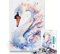 Puzzle a forma di cigno acquerellato con schizzi per adulti,1000 pezzi,gioco di concentrazione,tagli di precisione,bordi lisci,divertente sfida per i momenti di attesa (50x75cm)
