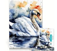 Puzzle a forma di cigno ad acquerello,1000 pezzi da ricomporre,divertente gioco,tecnologia di taglio laser avanzata,giocattolo per le vacanze al chiuso (38x26cm)