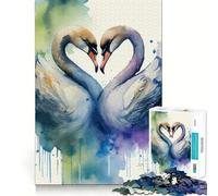 Puzzle a forma di cigno e cuore da 1000 pezzi per ragazzi, gioco di logica stimolante per il relax, bordi chiari, sorpresa di compleanno 50x75cm