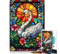 Puzzle a forma di cigno in vetro colorato per ragazzi, 1000 pezzi, gioco di abilità mentale, design semplice e divertente, assemblaggio, regalo memorabile 50x75cm