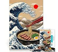 Puzzle a forma di ciotola di ramen con la grande onda, 1000 pezzi, gioco di logica per adolescenti, rilassante, taglio preciso, (38x52cm)