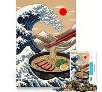 Puzzle a forma di ciotola di ramen "Grande Onda" da 1000 pezzi per adolescenti, gioco per l'esercizio mentale, design rilassante, assemblaggio, regalo prezioso (50x75cm)