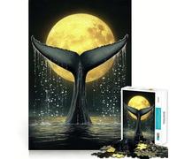 Puzzle a forma di coda di balena e luna per adulti,1000 sfide stimolanti,struttura ad incastro precisa,facile da imparare,divertimento per tutta la famiglia (38x26cm)