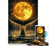 Puzzle a forma di coda di balena e luna piena per ragazzi,1000 pezzi,gioco stimolante per la mente,montaggio sicuro e stabile,attività di condivisione per i propri cari (38x52cm)