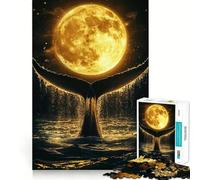 Puzzle a forma di coda di balena sotto la luna piena,1000 pezzi,gioco cognitivo divertente,taglio di alta precisione, alleviare lo stress (38x52cm)