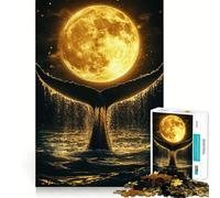 Puzzle a forma di coda di balena sotto la luna piena,1000 pezzi,gioco di memoria,divertente,bordi lisci,incastro perfetto,un modo divertente per riempire le ore vuote (50x75cm)