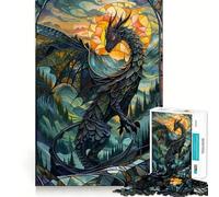 Puzzle a forma di coda di drago in vetro colorato, 1000 pezzi, per ragazzi Gioco di logica, momento di relax, design di qualità, regalo perfetto 38x52cm