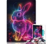 Puzzle a forma di coniglietto al neon per adulti e adolescenti, puzzle con assemblaggio di modelli, attività divertenti da fare a casa, regalo di compleanno, regali da viaggio (38x26cm)
