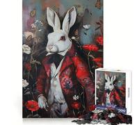 Puzzle a forma di coniglio per ragazzi, 1000 pezzi, con immagine di un coniglio, ideale per il relax e la tranquillità, con un design curato e raffinato (50x75cm)