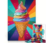 Puzzle a forma di cono gelato arcobaleno da 1000 pezzi per adolescenti, ideale per rafforzare la memoria, rilassante e divertente, con bordi lisci e la lista dei desideri di Babbo Natale (38x26cm)