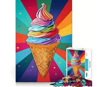 Puzzle a forma di cono gelato arcobaleno per adulti, 1000 pezzi, gioco di logica antistress, taglio di precisione, regalo per le festività (38x52cm)