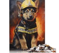 Puzzle a forma di cucciolo pompiere, decorazione unica per la casa, puzzle in cartone riciclato al 100%, ideale come regalo per adulti e bambini, 1000 pezzi (75x50 cm)