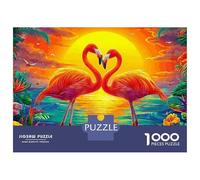 Puzzle a forma di cuore, 1000 pezzi, puzzle tropicale, puzzle impossibile divertente, impegnativo e difficile, 100% cartone riciclato per adulti e ragazzi, 70 x 50 cm, 1000 pezzi