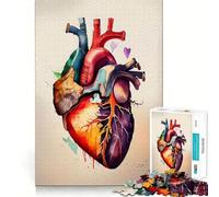 Puzzle a forma di cuore ad acquerello per adulti,1000 pezzi,gioco di memoria,montaggio sicuro e stabile,gioco significativo per costruire legami (50x75cm)