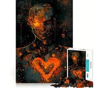 Puzzle a forma di cuore arancione da 1000 pezzi per ragazzi, gioco di logica, antistress, di qualità, ideale come regalo di Babbo Natale (38x52cm)