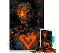 Puzzle a forma di cuore arancione da 1000 pezzi per ragazzi, puzzle di memoria, leggero, rilassante, immagine da assemblare, (50x75cm)