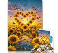 Puzzle a forma di cuore con girasole per adulti e ragazzi, 1000 pezzi, giocattoli, giochi educativi, antistress, lista dei desideri con Babbo Natale, 50x75cm