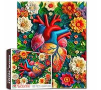 Puzzle a forma di cuore con organi umani, 1000 pezzi, per adulti, organi, anatomia, piante floreali, puzzle educativi, impegnativo per la famiglia o gli amici, gioco perfetto per la famiglia, attività
