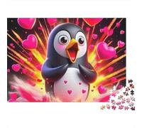 Puzzle a forma di cuore con pinguino e uccello artico,1000 pezzi,robusto cartone antistress,attività di gruppo,intrattenimento al chiuso per famiglie,adulti,coppie,appassionati,52x38cm/1000 pezzi
