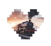 Puzzle a forma di cuore con treno a vapore partenza tramonto blocco di mattoni puzzle con foto personalizzate per adulti Micro blocchi di costruzione 3D per la decorazione della casa set di mattoni