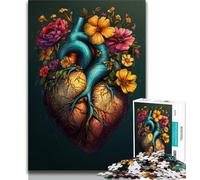 Puzzle a forma di cuore floreale da 1000 pezzi per adolescenti, aiuta il cervello ad allenarsi Giocattoli avvincenti per coltivare la pazienza Ottimo regalo (38x26cm)