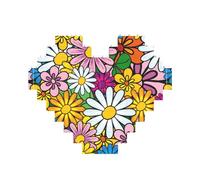 Puzzle a forma di cuore in mattoni con stampa di fiori carini con stampa di cartoni animati puzzle 3D fai da te decorazioni per la casa