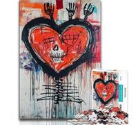 Puzzle a forma di cuore in stile Basquiat per adolescenti, puzzle da 1000 pezzi, giocattoli avvincenti per la decorazione della casa, stimola l'intelligenza cerebrale (38x26cm)