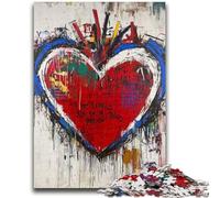 Puzzle a forma di cuore in stile Basquiat per adulti, 1000 pezzi, aiuta il cervello a esercitare i giocattoli avvincenti per coltivare la pazienza, decorazione perfetta 50x75cm