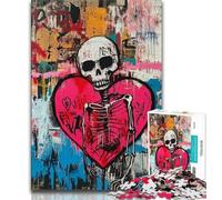Puzzle a forma di cuore in stile Basquiat per adulti, 1000 pezzi, aiuta il cervello ad allenarsi, giocattoli avvincenti per coltivare la pazienza, ottimo regalo (50x75cm)