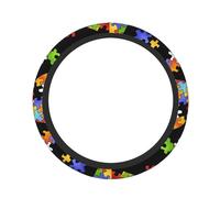 Puzzle a forma di cuore per la consapevolezza dell'autismo. Il coprivolante in neoprene da 15" per la maggior parte delle auto è progettato ergonomicamente per una guida sicura e confortevole.