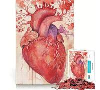 Puzzle a forma di cuore umano ad acquerello,1000 pezzi,per adolescenti,gioco stimolante per la mente,montaggio sicuro e stabile,divertimento assicurato per tutta la famiglia (50x75cm)