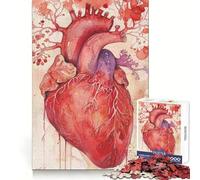 Puzzle a forma di cuore umano ad acquerello per adolescenti, 1000 pezzi, esercizio cognitivo, svago e piacere, bordi lisci, regalo di Natale artistico (38x52cm)