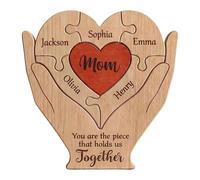 Puzzle a forma di cuore, Wooden Decor Piece, Family Names with Personalized Touch, Mother's Day with Special Keepsake, 5,91 x 5,91 x 0,71 pollici Lifestyle Accessory, Decorative Craft for Homeparty