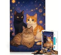 Puzzle a forma di cuscino con tre gatti, 1000 pezzi, per adulti, gioco di logica e abilità, calma e relax, taglio preciso, regalo affettuoso 50x75cm