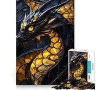Puzzle a forma di drago in vetro colorato per adulti, 1000 pezzi, gioco stimolante per la mente, divertimento tranquillo, taglio preciso, decorazione da parete 50x75cm