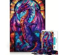 Puzzle a forma di drago in vetro colorato per ragazzi, 1000 pezzi, gioco cognitivo, hobby tranquillo, bordo di alta qualità, regalo di Natale 38x52cm