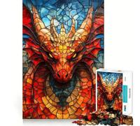 Puzzle a forma di drago in vetro colorato per ragazzi, 1000 pezzi, gioco di logica, divertente e rilassante, con bordi lisci, ideale come regalo di compleanno 50x75cm